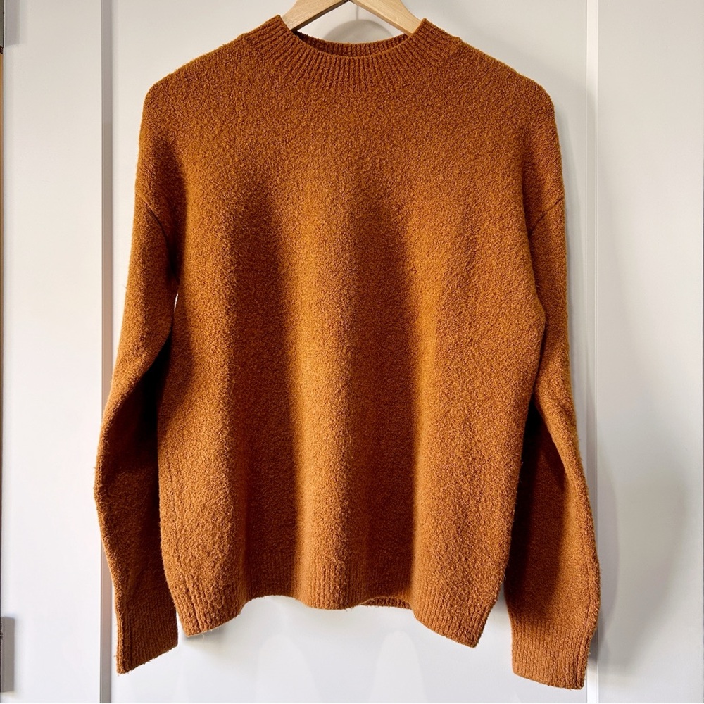 & Other Stories brown cotton blend mockneck sweater size XS